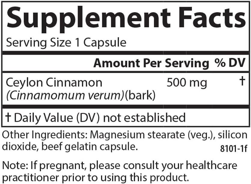 Carlson Ceylon Cinnamon, Cinnamon Supplements, 500 mg, 180 Capsules