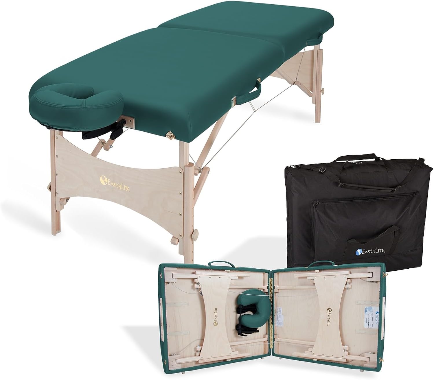 EarthLite Harmony DX Portable Massage Table Package, Includes Table + Face Cradle + Carrying Case, 30" x 73, Black