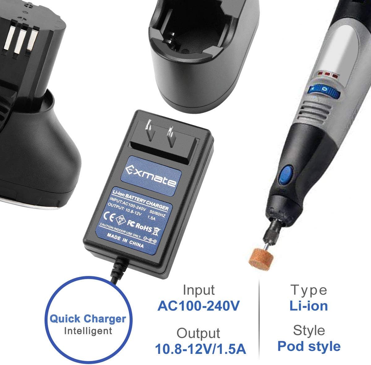 Exmate 2 Pack 10.8V 3.0Ah Battery Compatible with Dremel 855-01 855-02 8000-01 8001-01 8001-02 Cordless Tools
