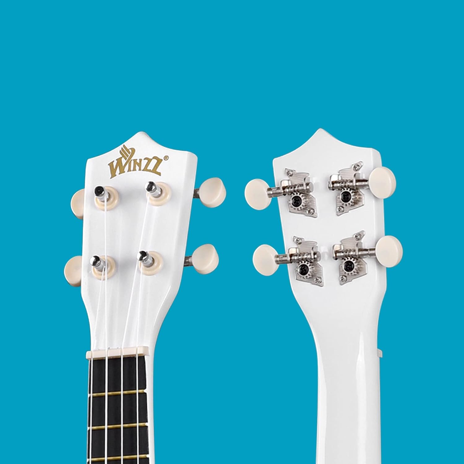 Winzz Soprano Ukulele Starter Kit For Beginners with Bag, Clip-On Tuner, Extra Strings, Strap, Plectrum, Fret Stickers, Chords Card, Polishing Cloth, Black