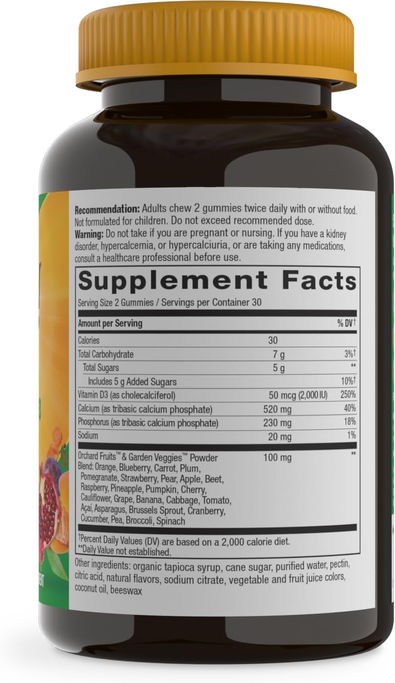 Nature’s Way Alive! Chewable Calcium Gummies with Vitamin D3, 60 ct | Daily Supplement Supports Healthy Bones and Teeth, and Muscle Function*, Strawberry and Raspberry-Lemonade Flavored