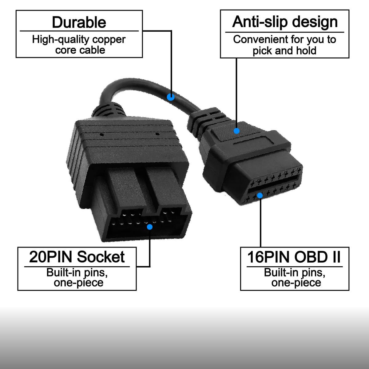 OBD OBD2 16 Pin Connector Diagnostic Adapter Cable Compatible for BMW 20 Pin