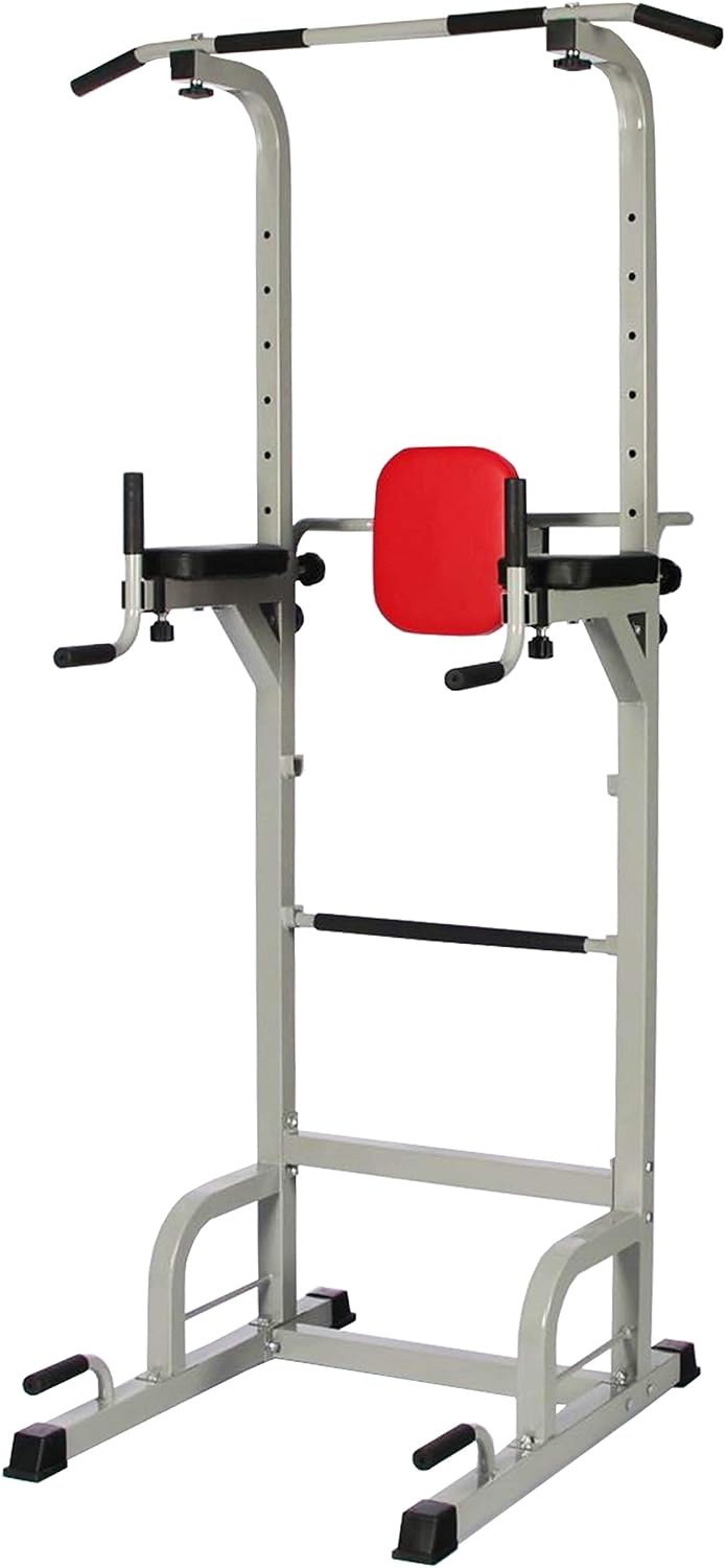 Everyday Essentials Signature Fitness Power Tower with Push-up, Pull-up and Workout Dip Station for Home Gym Strength Training, Gray
