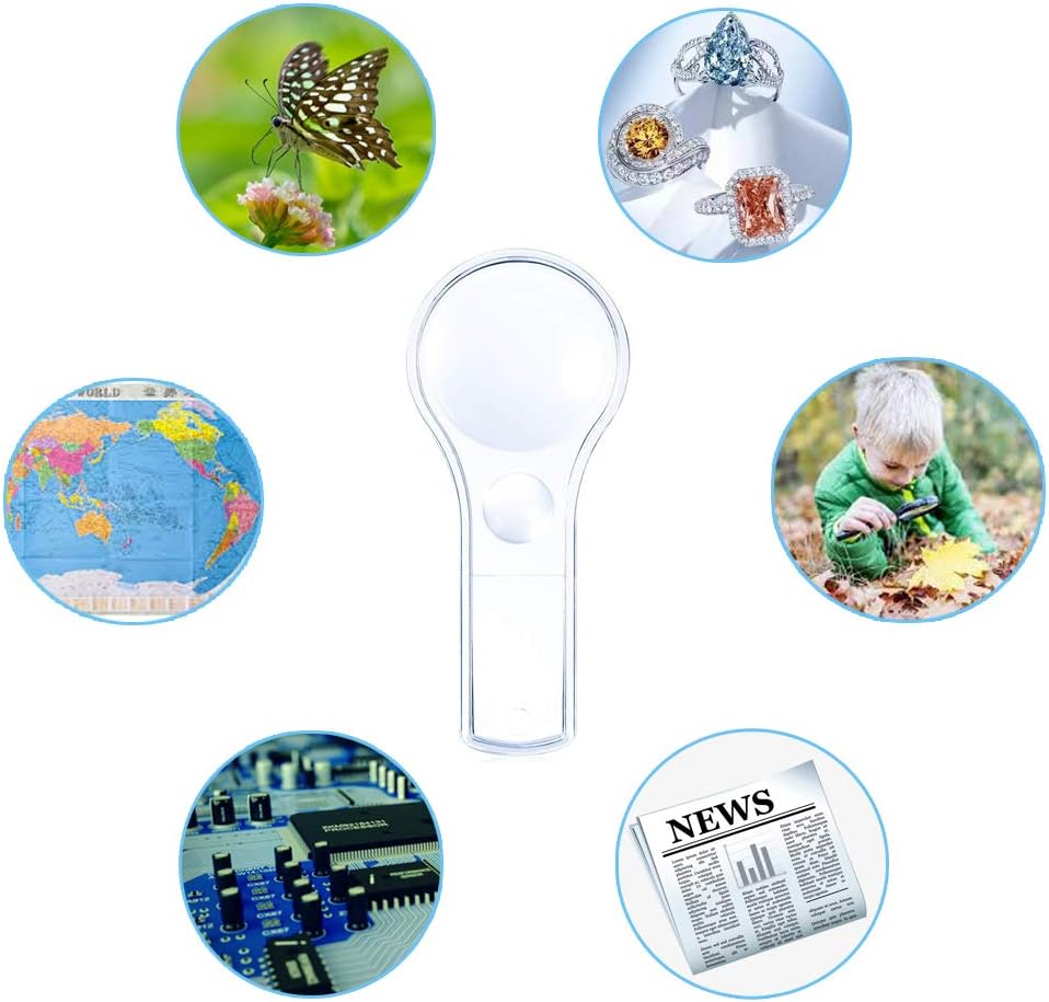 24 Pack Magnifying Glass Kids Plastic Magnifier Hand Lenses 5X and 15X | Magnifying Lenses, School Science Classroom, Party Favors