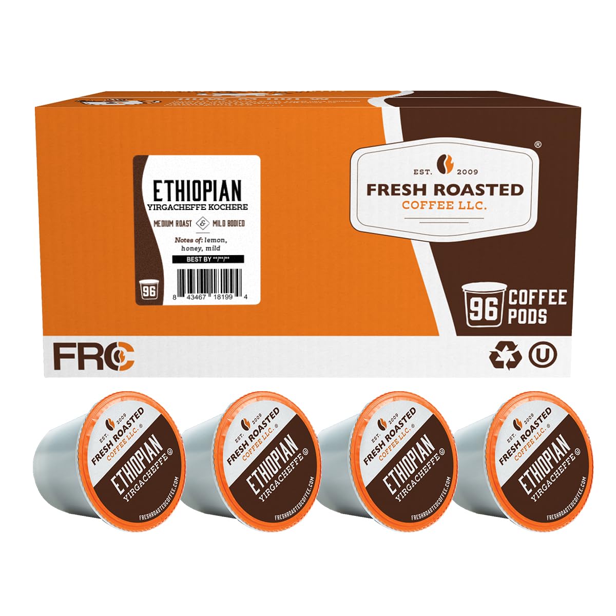 Fresh Roasted Coffee, 100% Colombian K-Cup Pods for Keurig Brewers, Medium Roast, Kosher, 96 Count Loose Pack