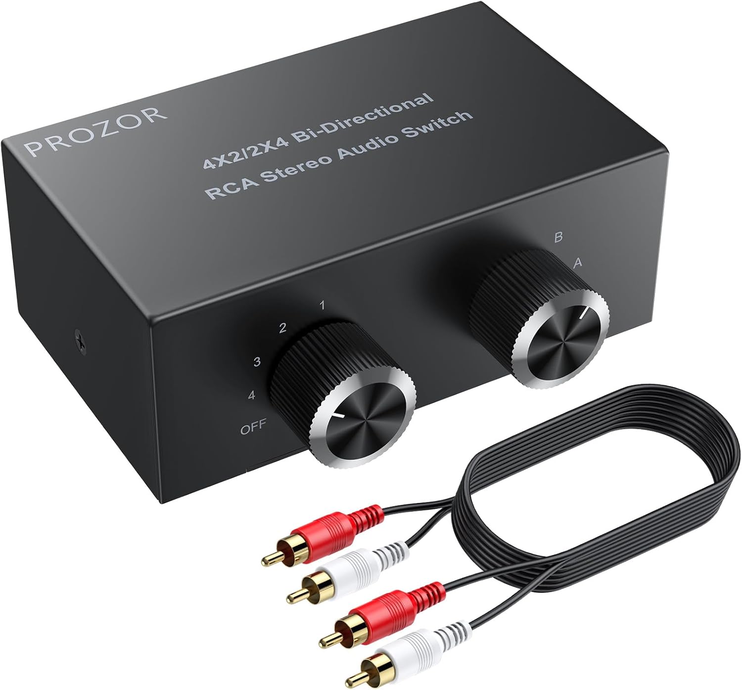 PROZOR RCA Stereo Audio Switcher - 2 in 1 Out R/L Stereo Audio Switch