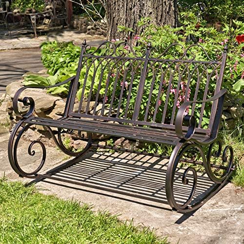 Zaer Ltd. Outdoor Metal Rocking Arm Chair (Arm Chair, Antique White)