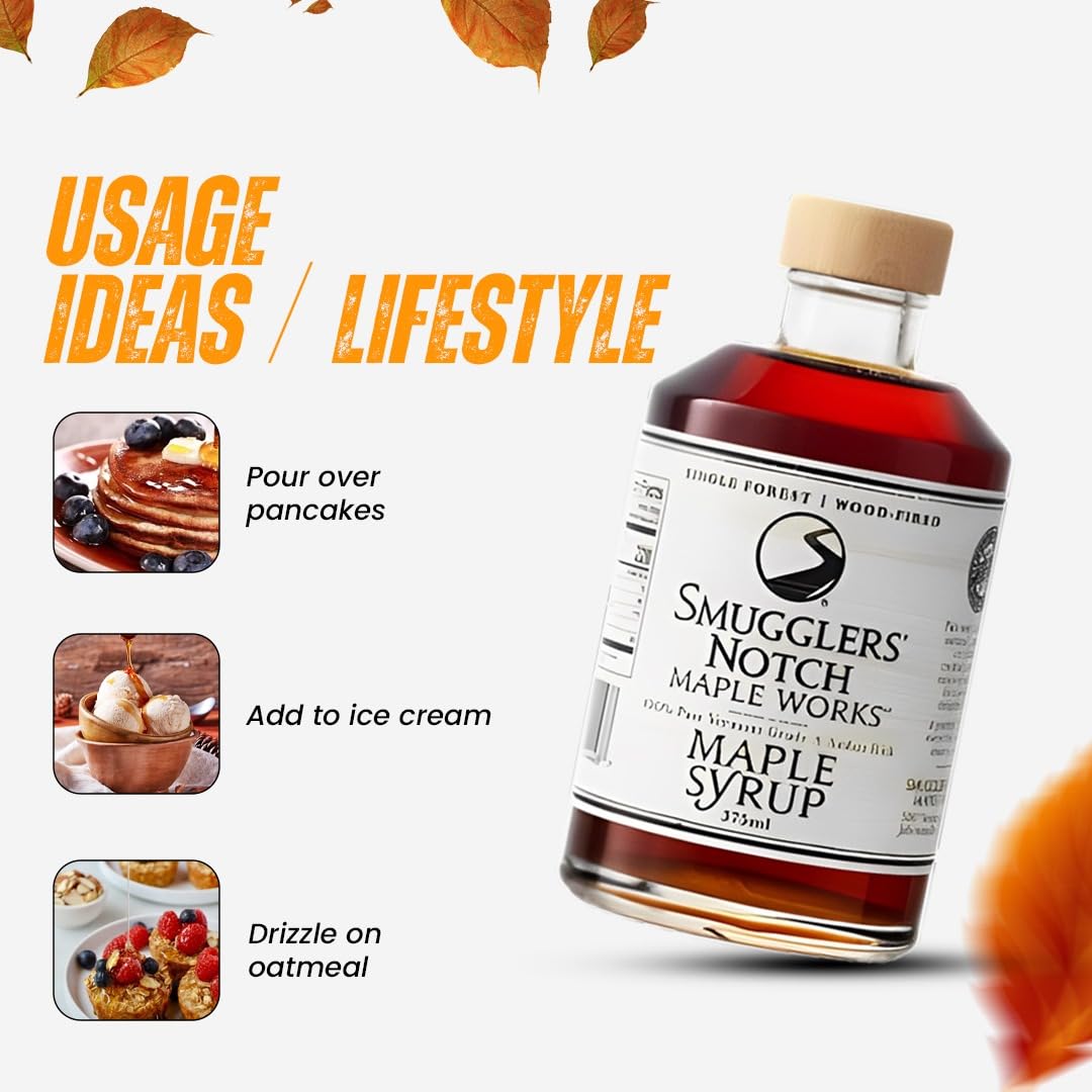 Smugglers’ Notch Maple Works – Bourbon Barrel Aged – 100% Pure Vermont Maple Syrup – Natural Sweetener & Gluten Free – Rich Taste – Waffles and Pancakes, Cocktails, Marinades, 3.38 Fl Oz. (100 mL)