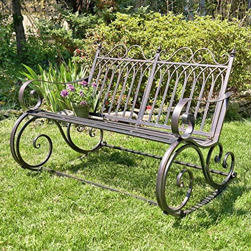 Zaer Ltd. Outdoor Metal Rocking Arm Chair (Arm Chair, Antique White)