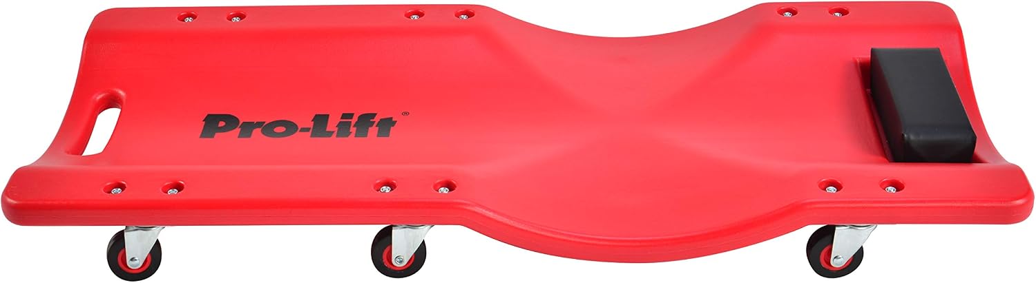 Pro Lift Mechanic Plastic Creeper 36 Inch - Blow Molded Ergonomic HDPE Body with Padded Headrest - 300 Lbs Capacity