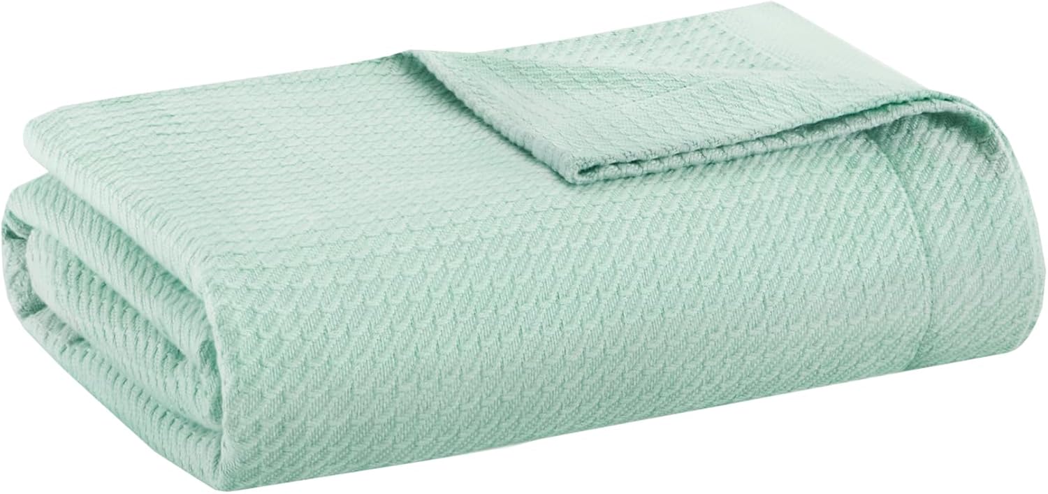 Madison Park 100% Egyptian Cotton Summer Blanket Full Queen Size Teal
