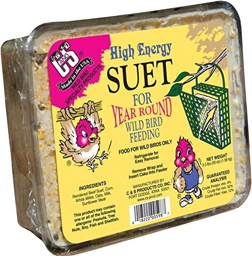 C&S Products High Energy Assorted Species Wild Bird Food Beef Suet 56 oz.