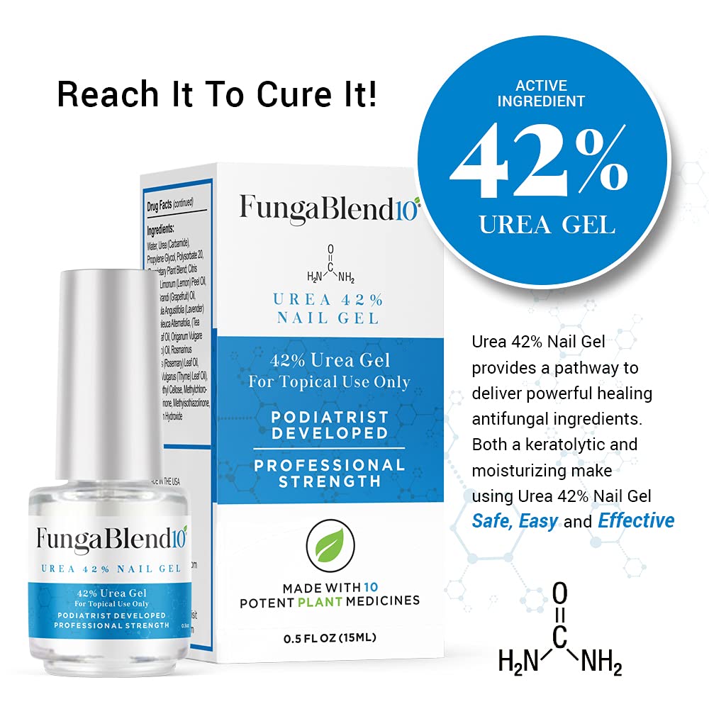 FungaBlend 10 - Urea 42% Nail Gel to Cure Fungus Faster - Delivers Antifungal Medication Directly to Fungus - Quick Results Topical Solution for Toe