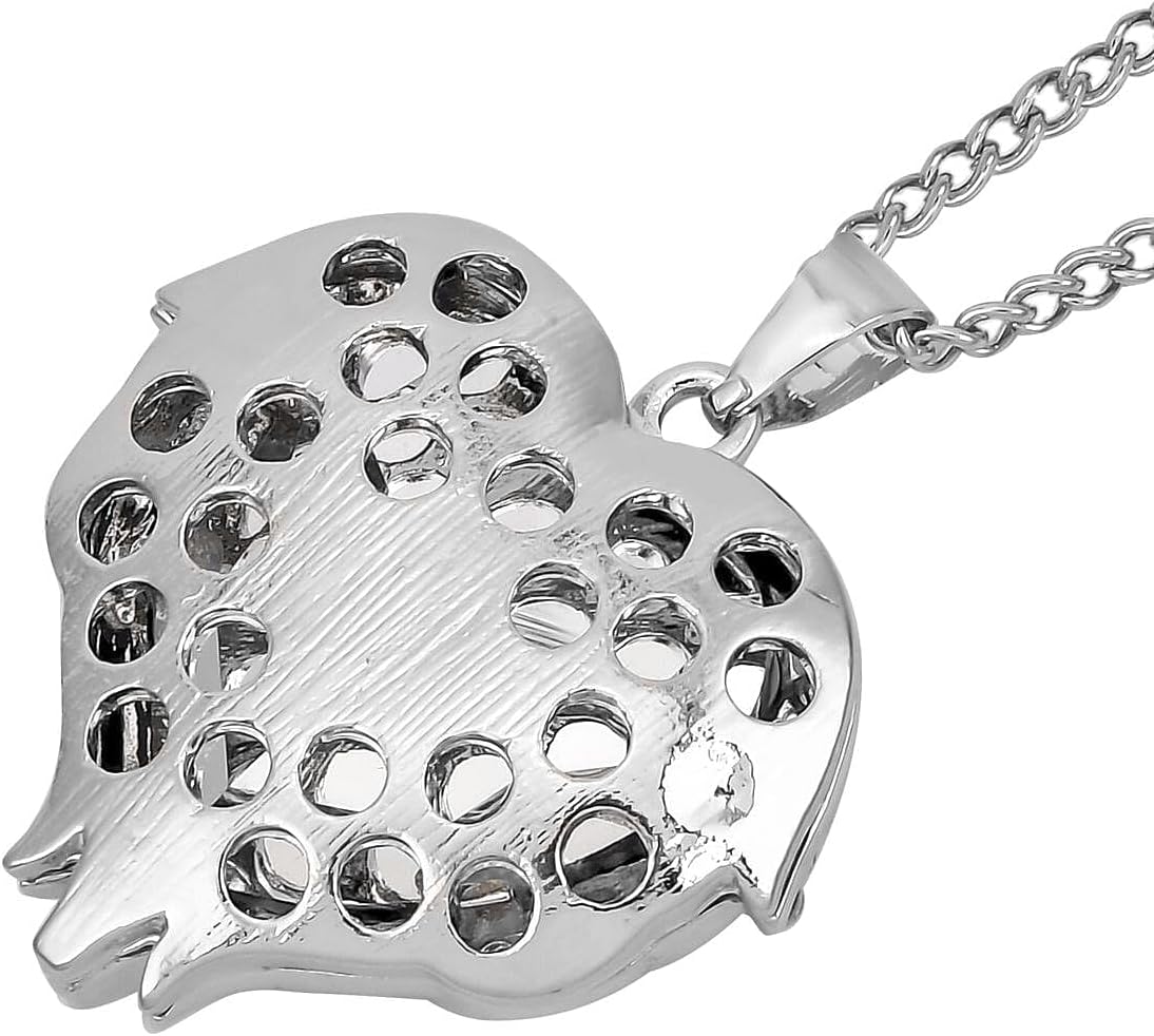 Mystic Color Glass Crystal Heart Pendant Necklace 24-26"Earrings