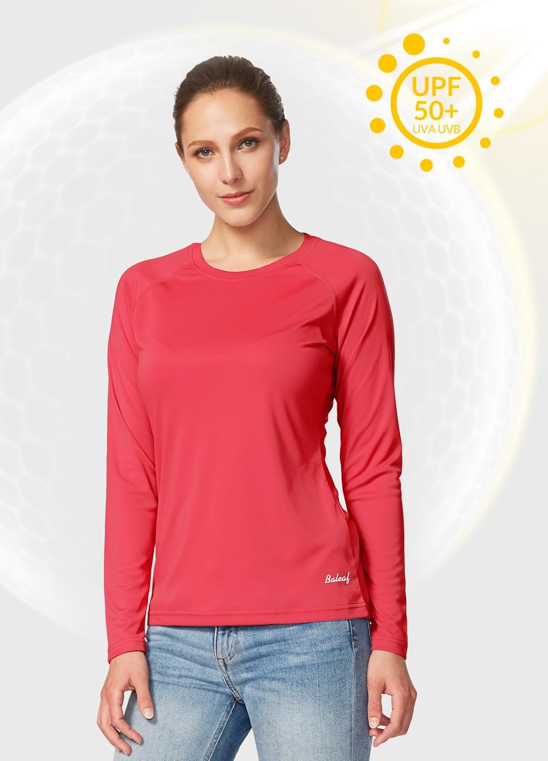 baleaf Women's UPF 50+ Sun Shirts Long Sleeve Stretchy Quick Dry | Lightweight, Rash Guard, UPF 50+ Sun Protection, Breathable Comfort material for Hking Workout, Excellent for hot weather