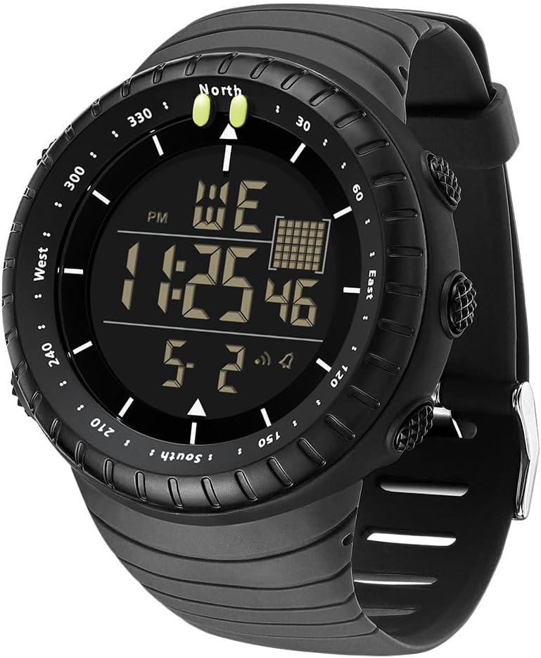 Gosasa Men Sport Watch Countdown Stopwatch Watch Mens Wrist Watch Waterproof LED Electronic Digital Male Watch 12/24 Hour Multifunctional Watch