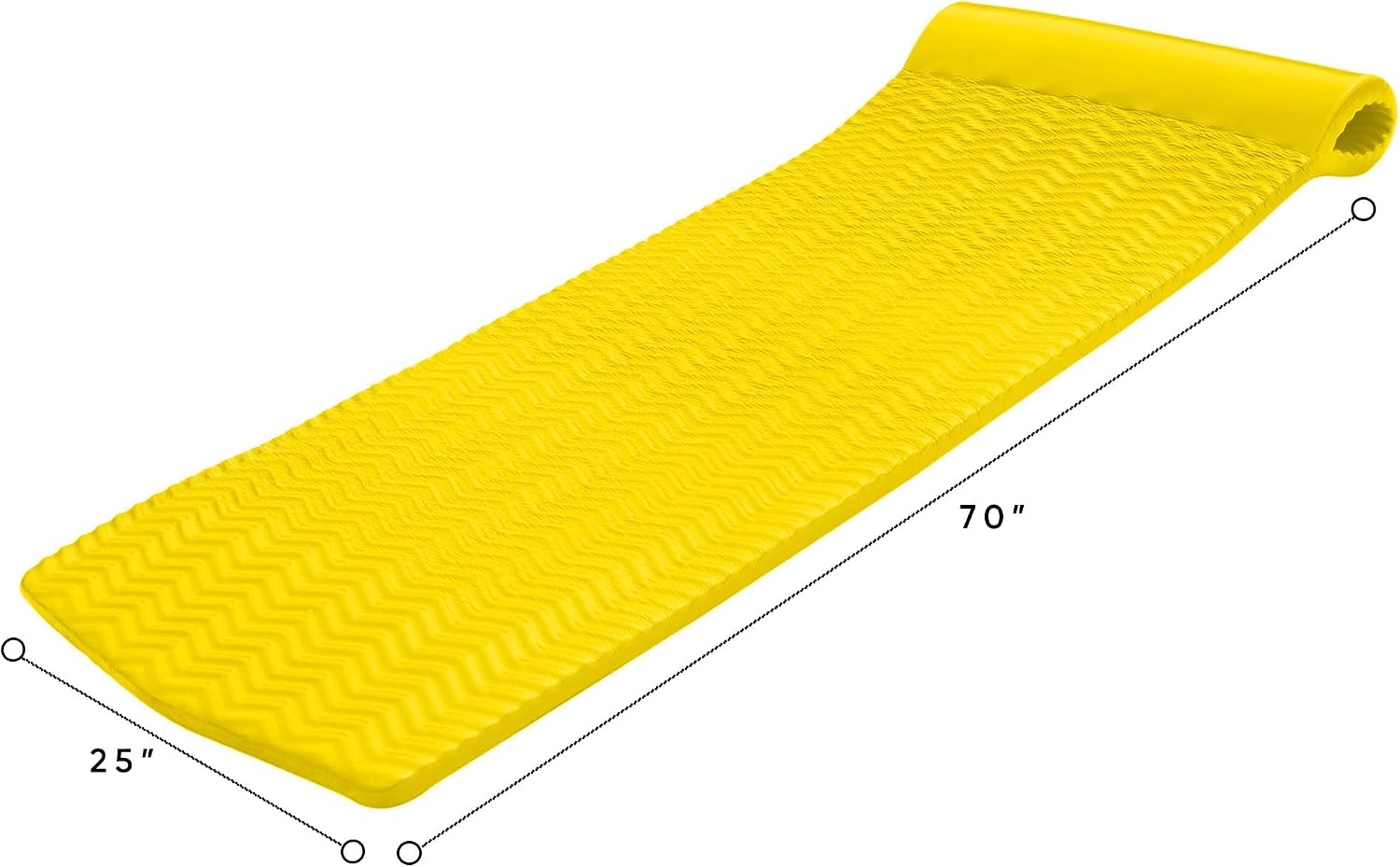 TRC Recreation Serenity 1.5” Thick Vinyl Coated Foam Swimming Pool Float Mat Adult Lounger with Built-in Roll Pillow