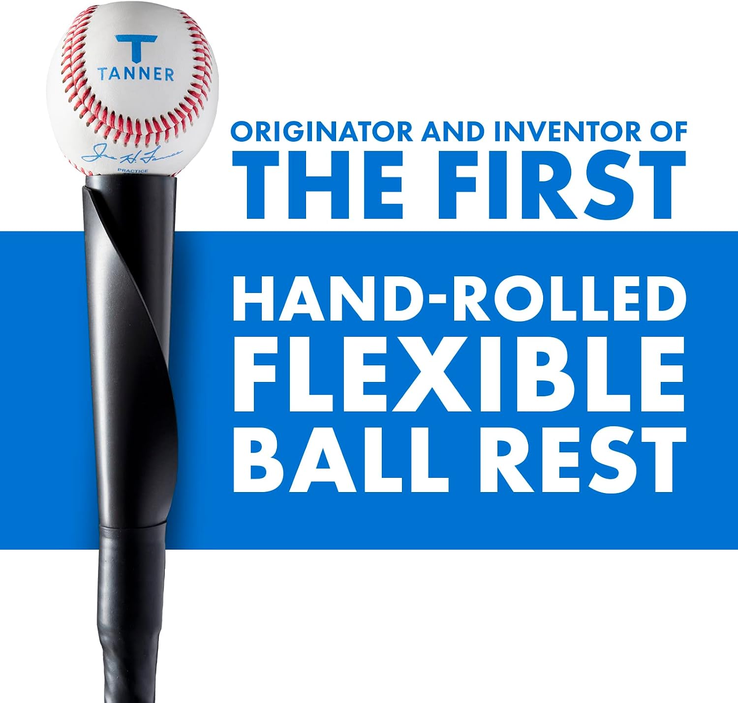 Tanner Tee The Original Batting Tee – Adjustable Pro Hitting Tee for Baseball & Softball, Steel Shaft, Composite Base, Hand-Rolled Rubber Top