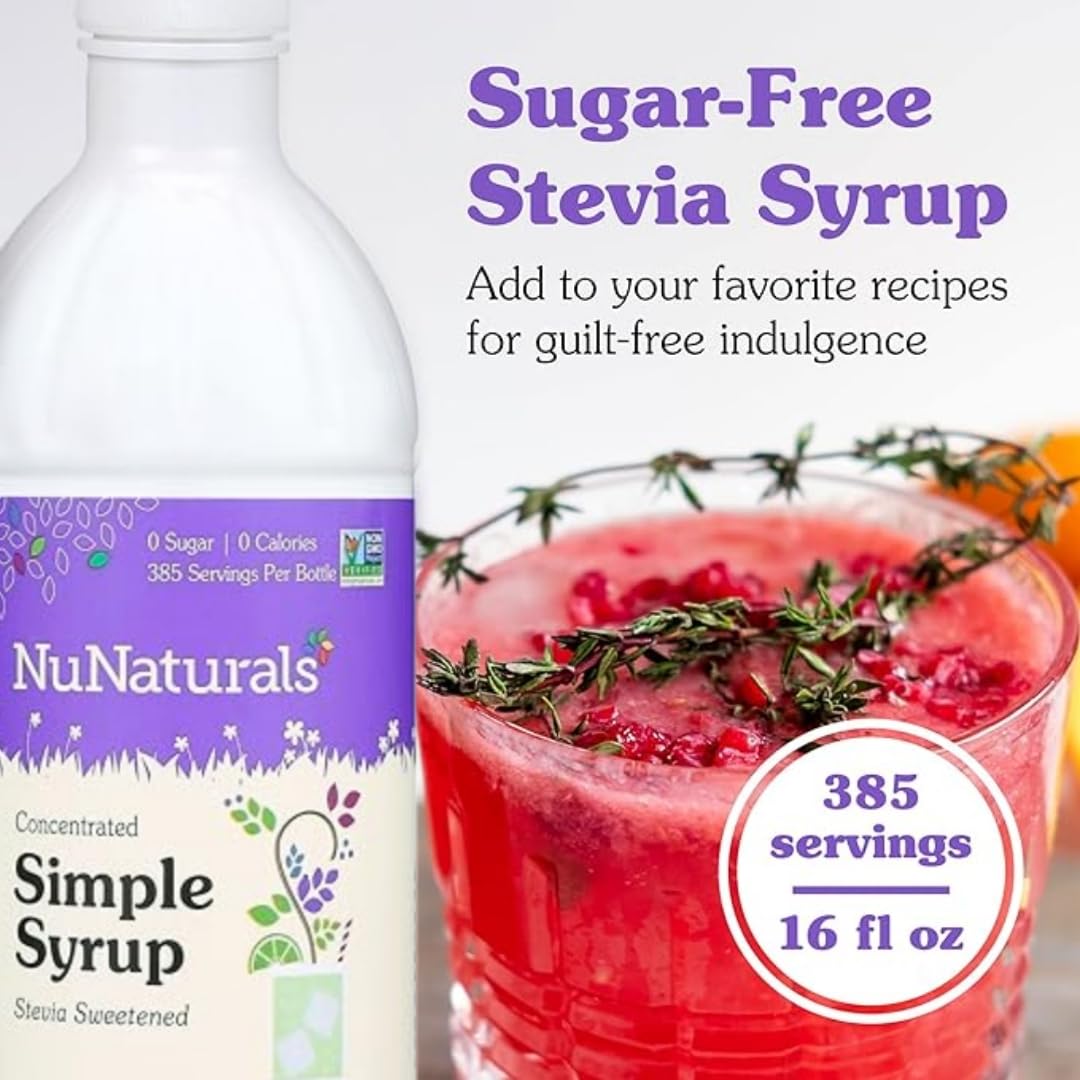 NuNaturals Stevia Syrup Sweetener, Chocolate, Sugar-Free, 16 oz