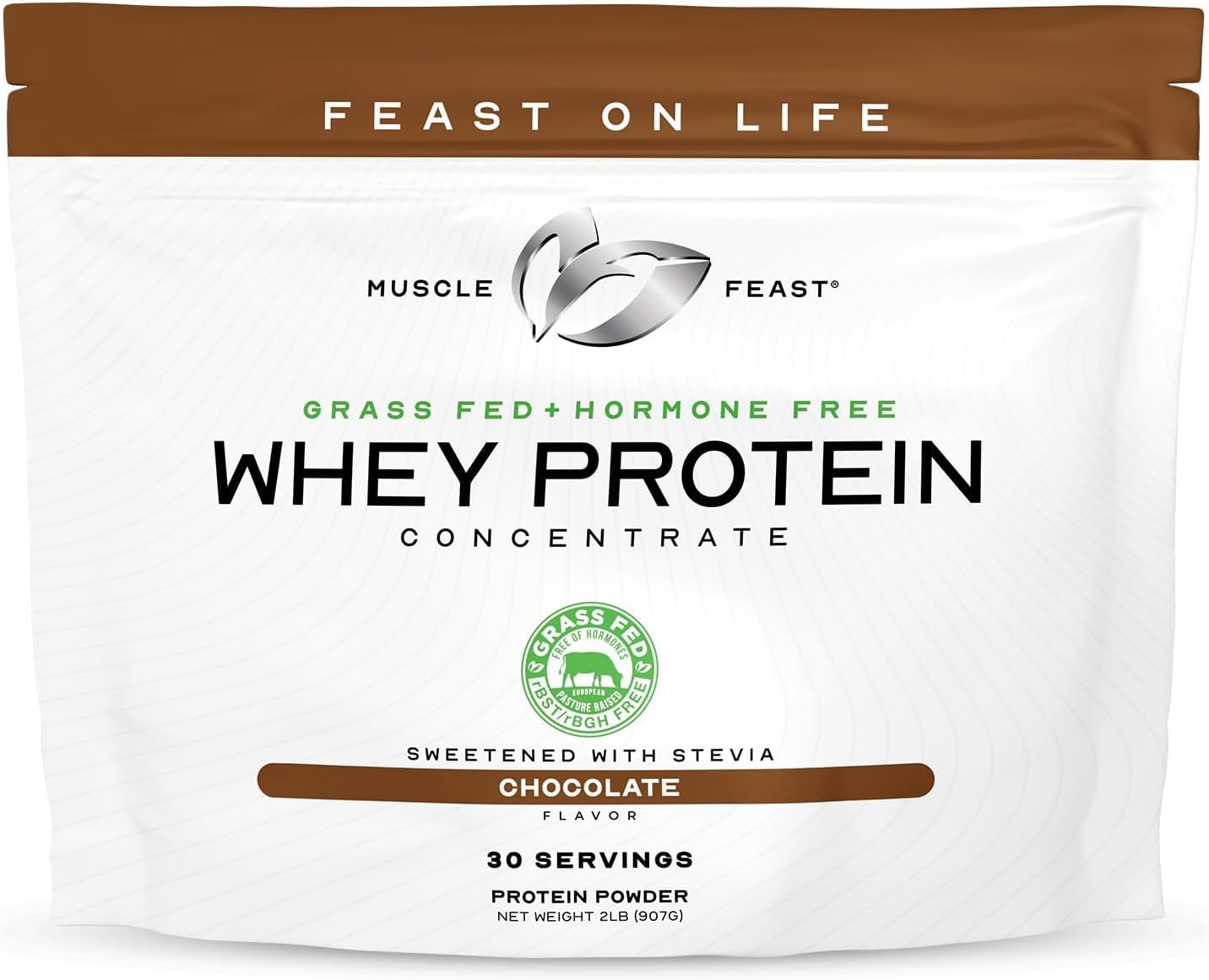 Muscle Feast Grass-Fed Whey Protein Concentrate Powder, Vanilla (2lb) | All Natural, Hormone Free Pasture Raised Whey Protein Powder for Women & Men, Clean, Non-GMO, Delicious Whey Concentrate