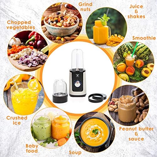 Moss & Stone Personal Smoothie Blender, 17oz Blend Cup & 10oz Grind Cup
