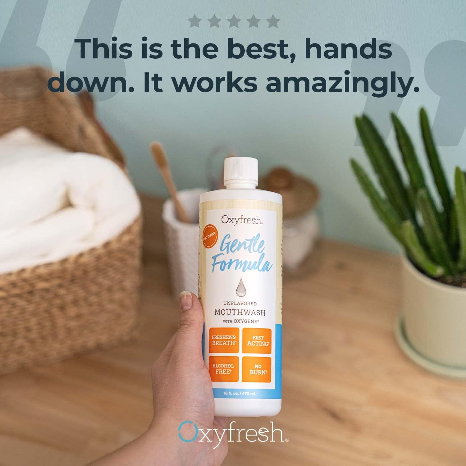 Oxyfresh Ultra Sensitive, Gentle Formula Unflavored Mouthwash & No Mint | Perfect for Ultra Sensitive Gums & Teeth – No Mint, Zero Alcohol, Flavor Free – Really Freshens Breath with Zero Stinging