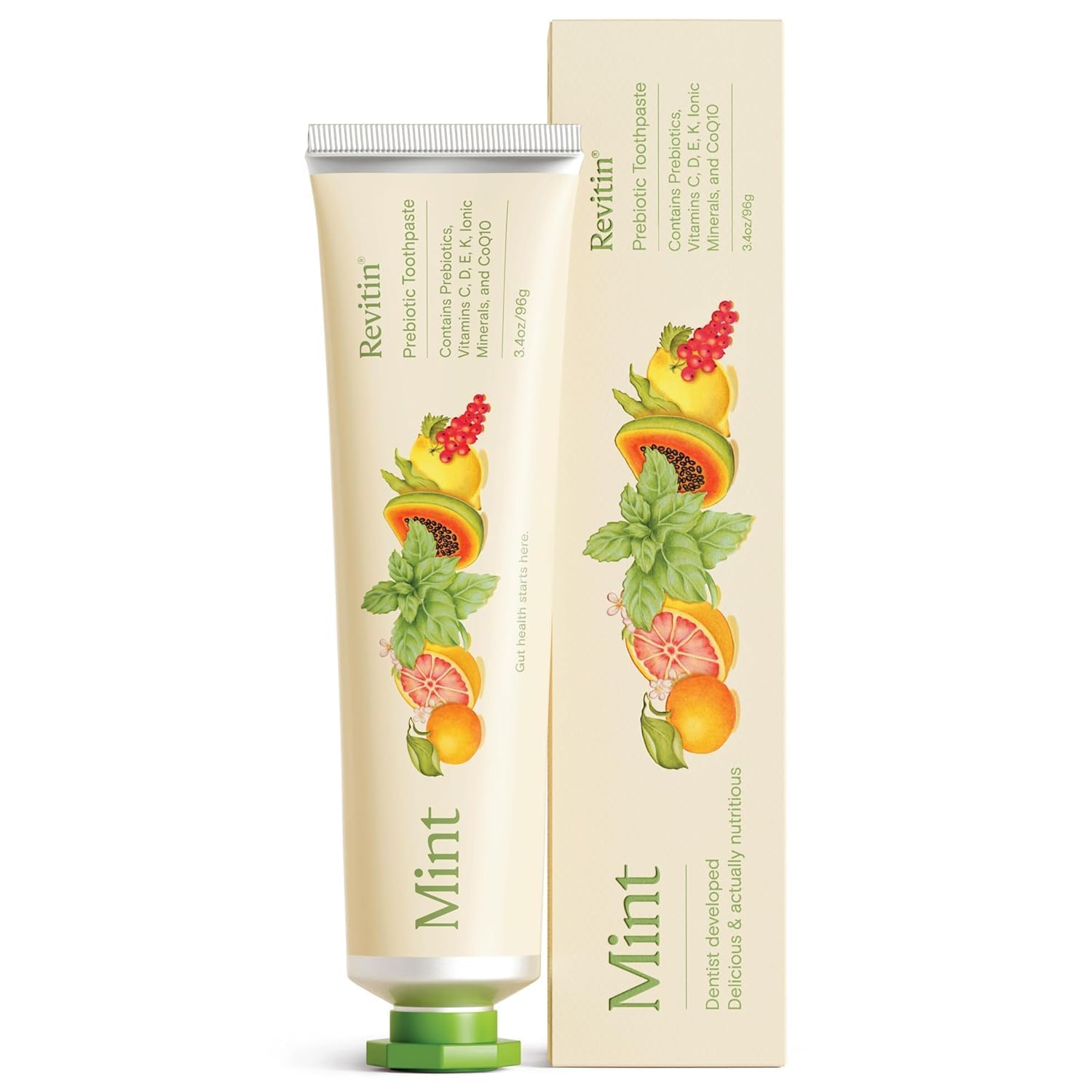 Revitin Toothpaste | Fluoride-Free Prebiotic Citrus Tooth Gel | No SLS, Gluten Free, Dye Free, GMO Free, No Sweeteners | Non-Toxic, Kid Approved
