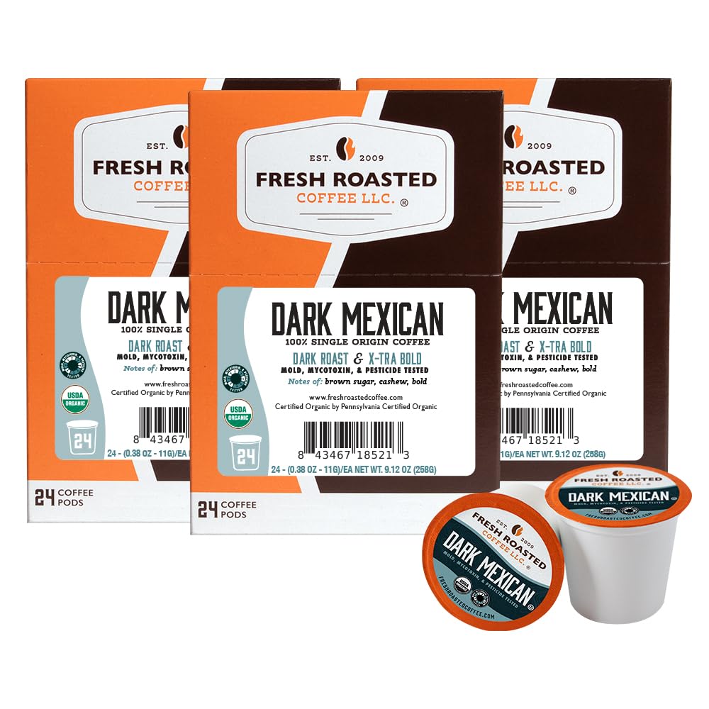 Fresh Roasted Coffee, Organic Colombian K-Cup Pods for Keurig Brewers, Medium Roast, USDA Organic, Kosher, 24 Count (Pack of 3)