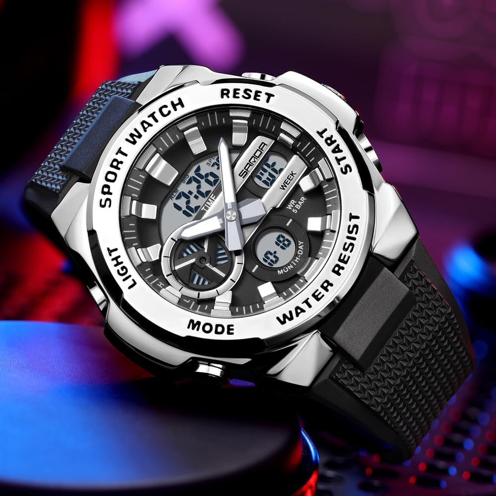 FANMIS Men's Digital Sport Watch Military LED Alarm Waterproof Quartz Watch | Tactical Outdoor Sport Watch Multi Function Led Display Alarm Stopwatch Date Quartz Rugged Style Daily Water Resistance