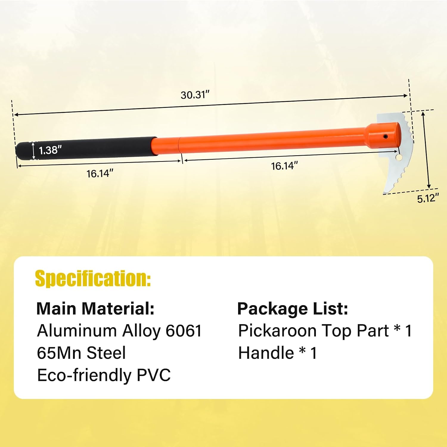 PIRIPARA 30 Inches Pickaroon Logging Tool, Hookaroon Log Roller Forestry Tool, Lift Drag Move Logs