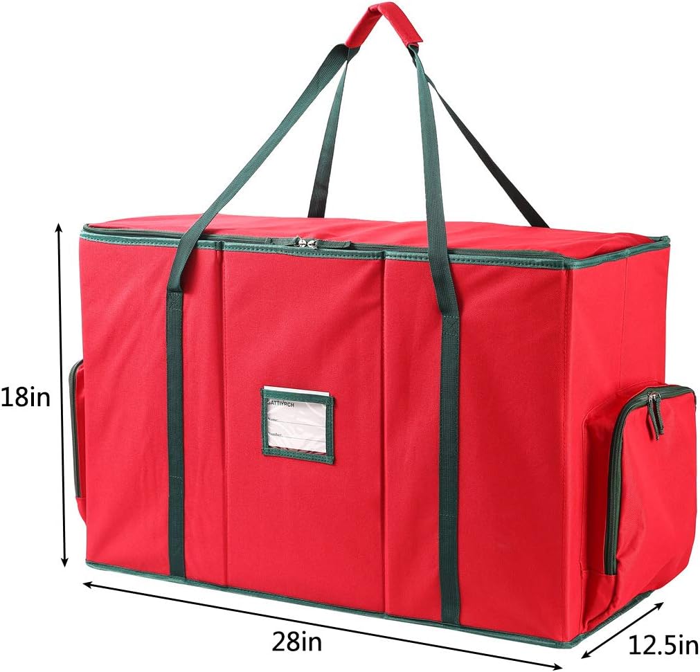 Sattiyrch Large 2-in-1 Christmas Ornament Storage Box & Xmas Figurine Container - Easy Access Removable Trays