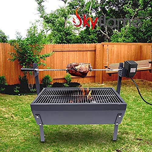 Skyflame Universal Stainless Steel BBQ Grill Electric Rotisserie Motor | Replacement, Water Proof On/Off Switch, 6 watt, 50 lb. Load, Black