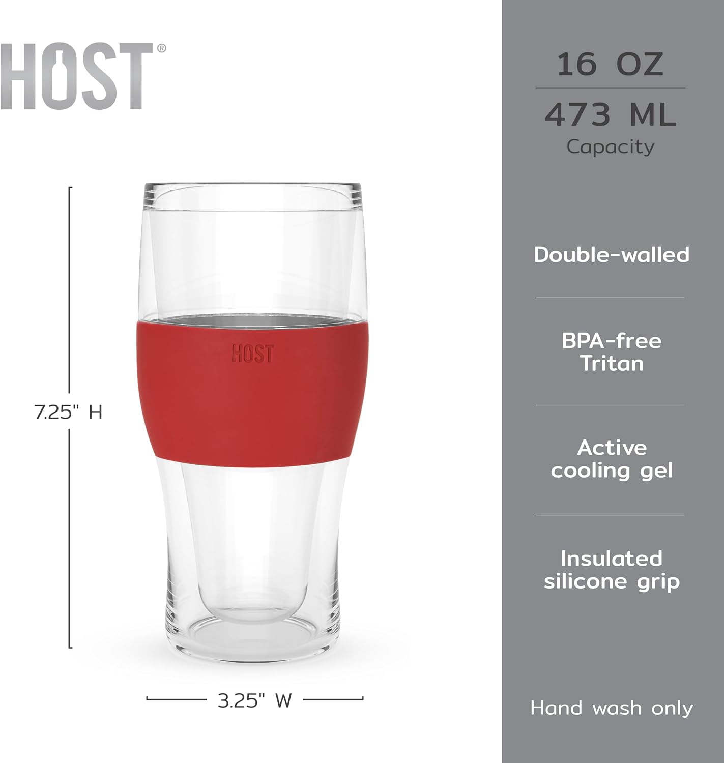 Host FREEZE Beer Glasses, Frozen Beer Mugs, Freezable Pint Glass Set, Insulated Pint Glass to Keep Your Drinks Cold, Double Walled Insulated Glasses