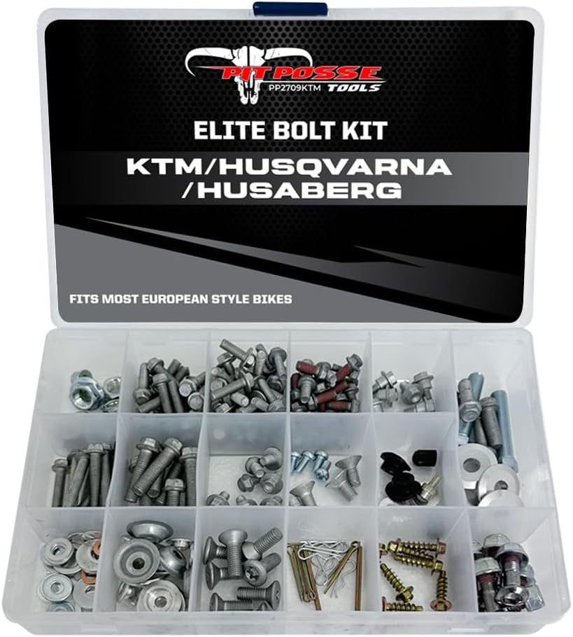 Pit Posse PP2709KTM KTM 210-Piece Metric Motorcycle Assortment Bolt Kit for KTM 690 SMC, KTM 660 SMC, KTM 625 SXC MXC, KTM 250SX F, KTM 450 EXC SX MXC