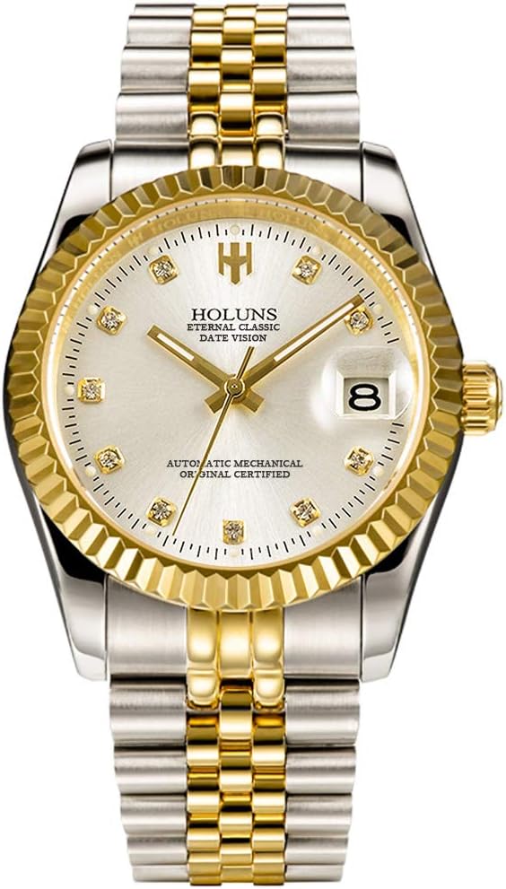 Men's Automatic Watch Gold-Plated 316L Steel Sapphire Crystal | Japanese 8215 automatic movement • Sapphire crystal • 18K gold-plated 316L steel • Date display • Dress and business wear