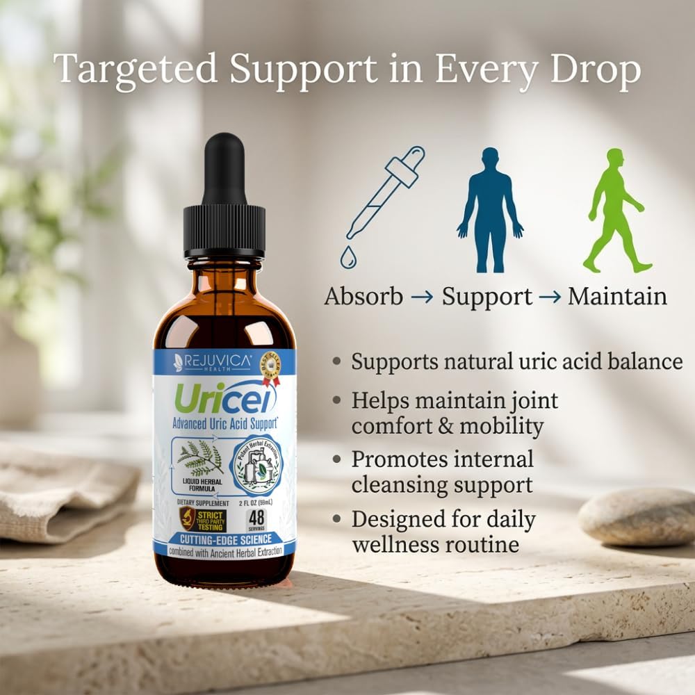 Uricel - Uric Acid Supplement - Tart Cherry & Chanca Piedra & Raw - 2 fl oz
