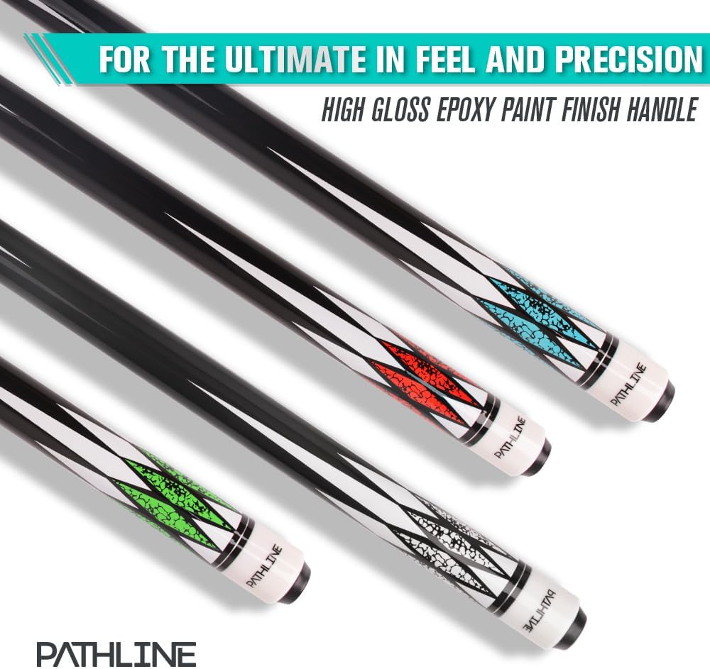 Pool Cue Stick - 58 inch Maple Billiard Pool Stick (Multicolour) | Imitation Turquoise Design, 18-21oz Weight Options, 13mm Leather Tip, For Beginner & Intermediate Player