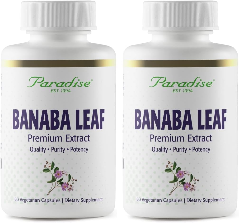 Paradise Herbs & Essentials Banaba Leaf Extract 250 mg, 180 Capsules | 12:1 concentrated formula, vegan, gluten free, non-GMO dietary supplement with a convenient daily serving format
