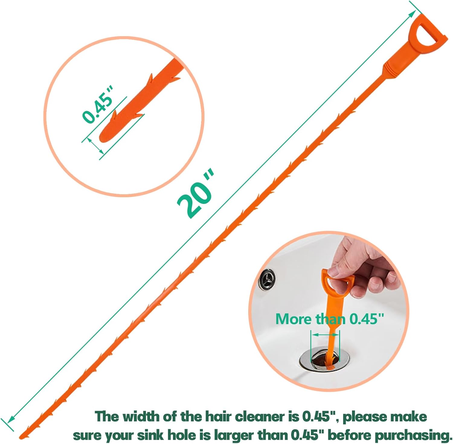 Drain Snake Hair Drain Clog Remover - 3 Pack Shower Sink Unclogger Tool