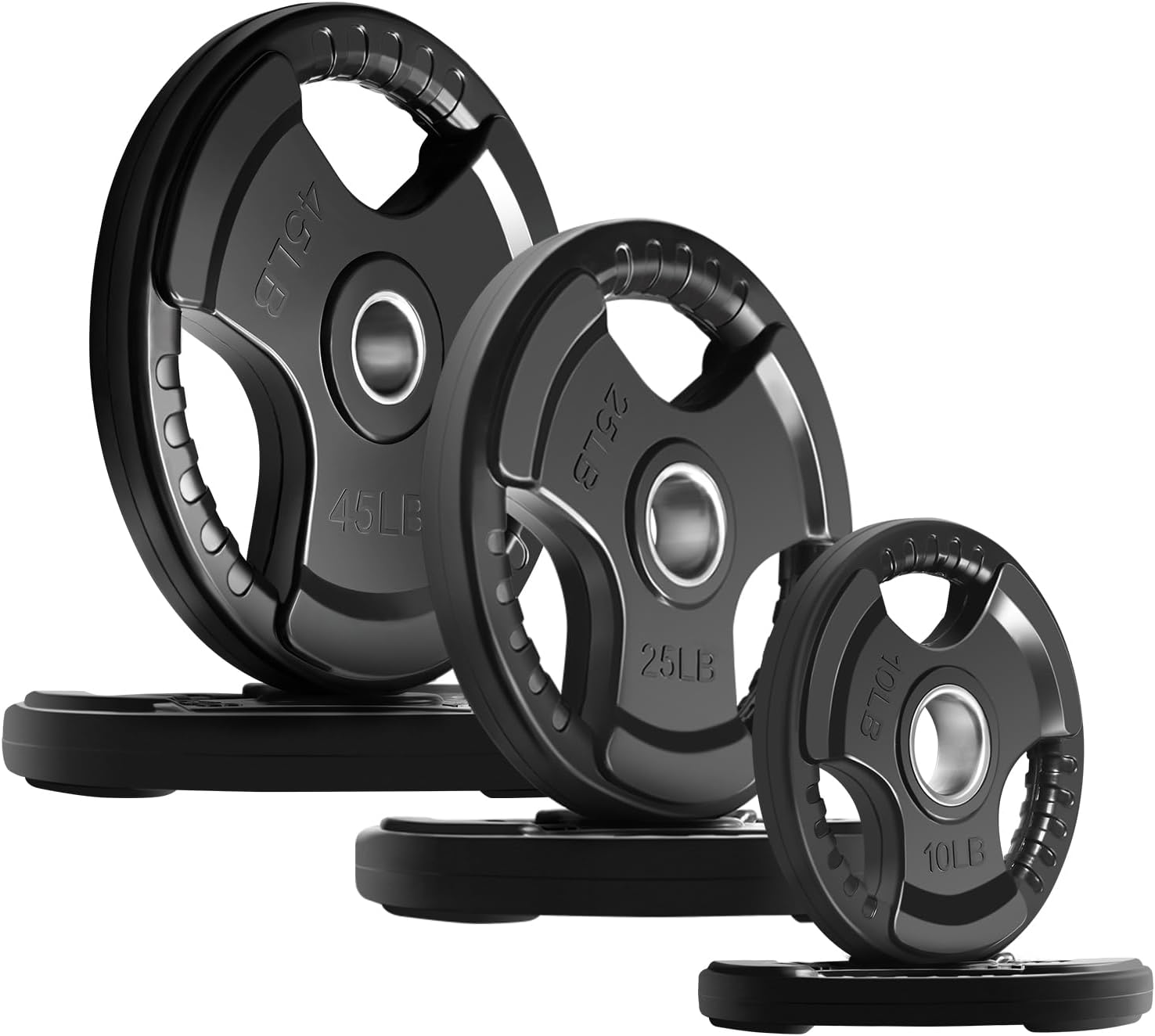 RitFit Olympic Rubber Grip Weight Plates, 2-Inch Barbell Set