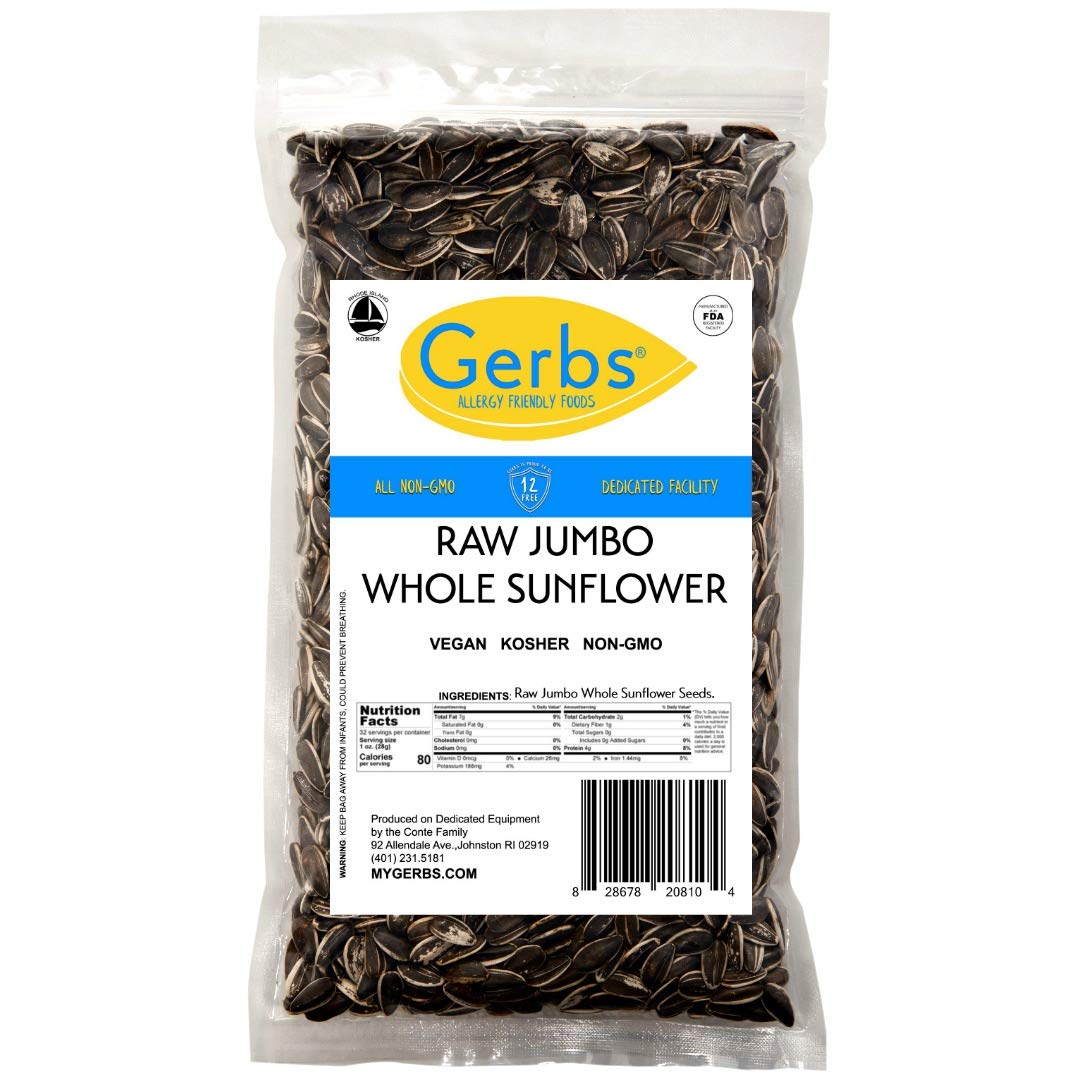 Lightly Sea Salted Sunflower Seed in Shell by Gerbs - 2 LBS - Top 11 Food Allergen Free & Non GMO - Premium Dry Roasted Seeds – COG USA | Small Batch, No Artificial Additives, Resealable Bag | Crack-and-Eat Crunchy Snack | Top 14 Allergen-Free