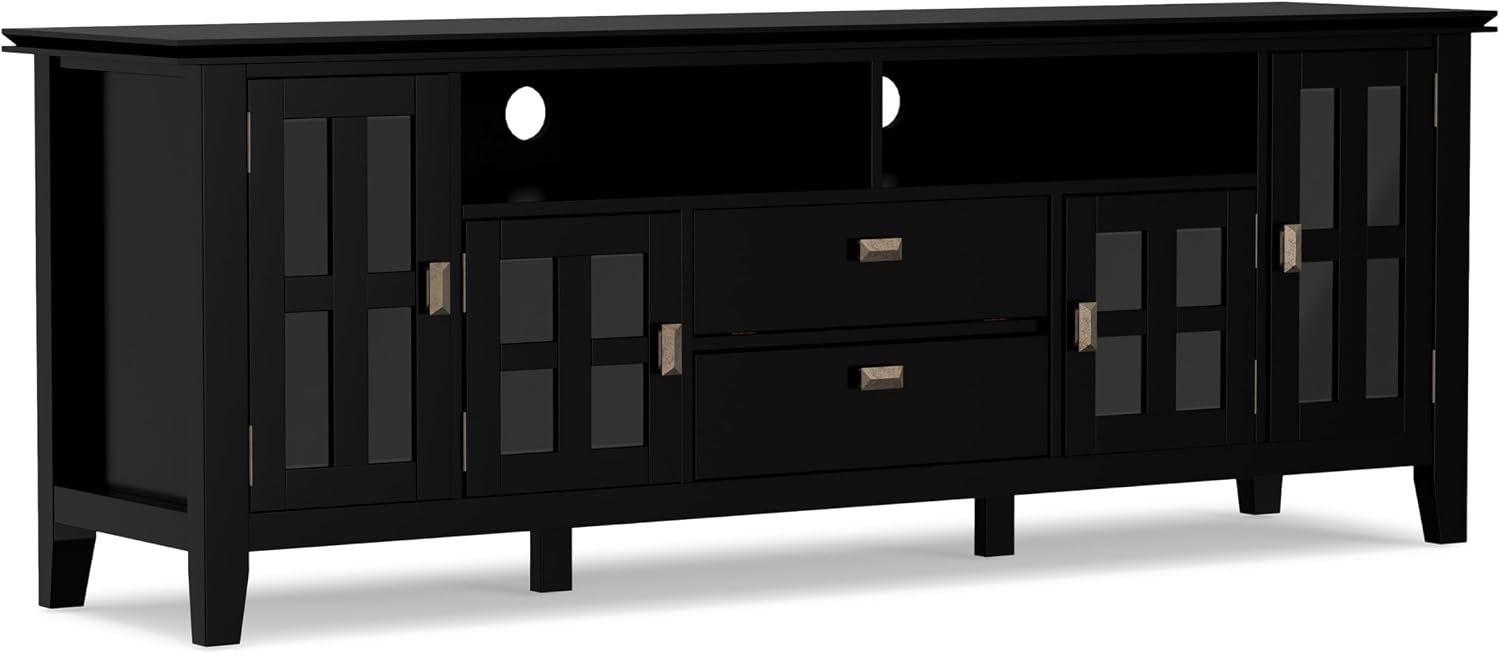 SIMPLIHOME Artisan 53" Wide Solid Wood TV Stand in Russet Brown