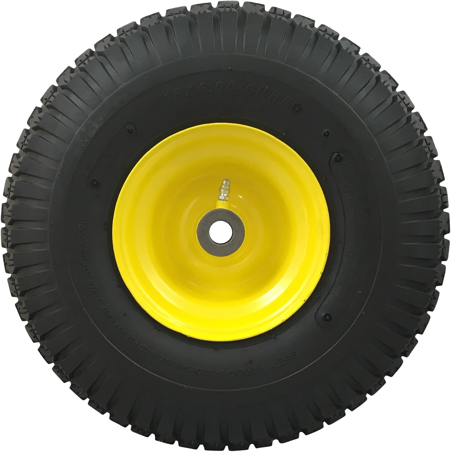 Marastar 15x6.00-6 Pneumatic, OEM Like Replacement Front Tire and Wheel Assembly, Compatible with John Deere Mowers, Turf Saver, 4PR Tube-Type Tire
