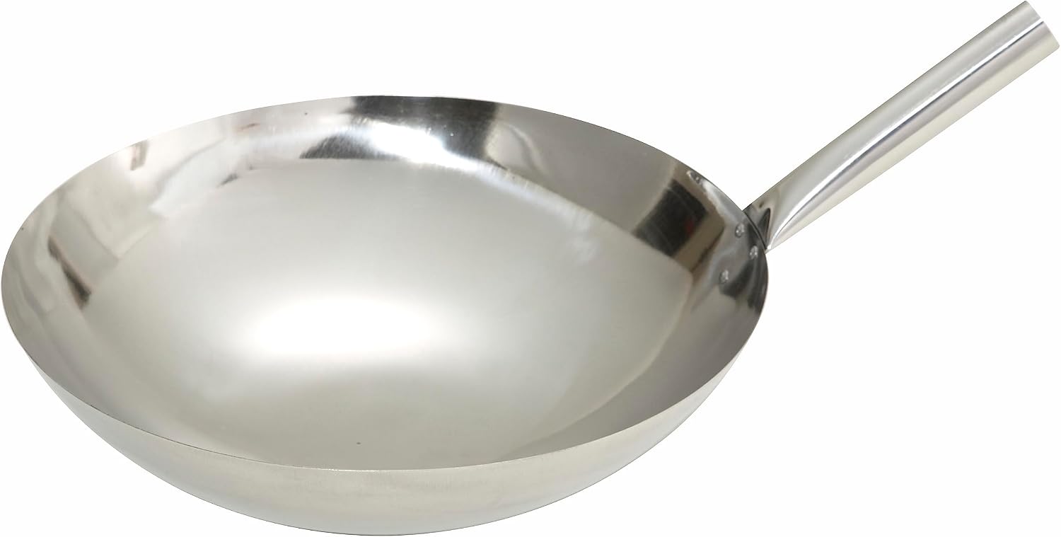 Winco 13 3/4" Stainless Steel Wok Cover | Great for Covered Cooking, Heat Retention, Stir Fry and Kitchen Prep