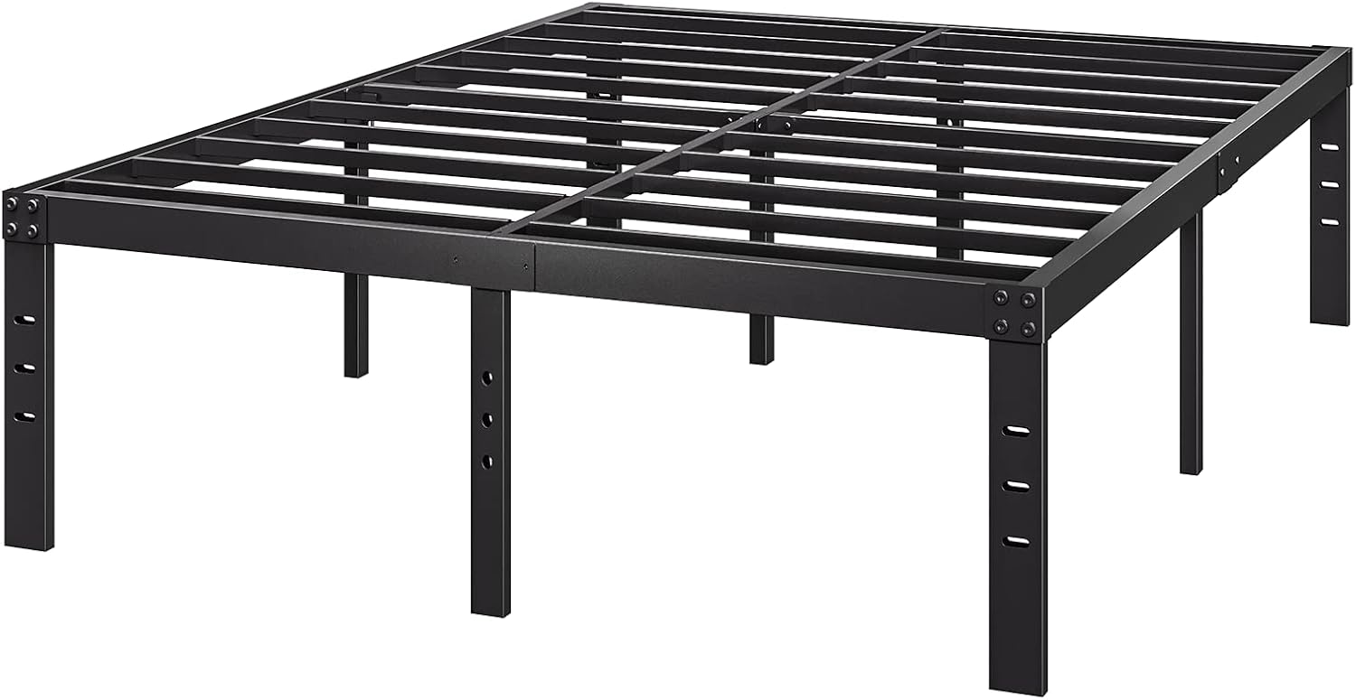 Heavy Duty Platform 14 Inch Full Bed Frame with Storage, Black
