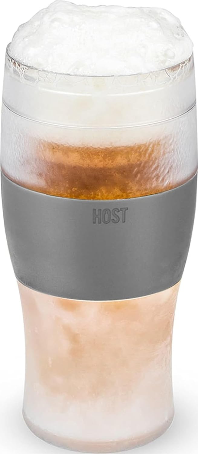 Host FREEZE Beer Glasses, Frozen Beer Mugs, Freezable Pint Glass Set, Insulated Pint Glass to Keep Your Drinks Cold, Double Walled Insulated Glasses