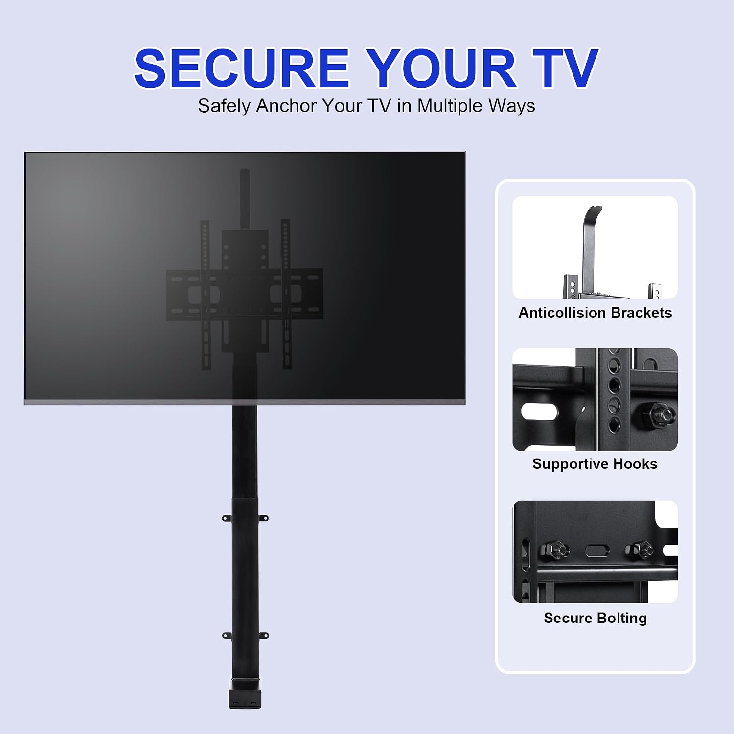 Fromann Motorized TV Lift Mount with Remote for 32-55 Inch Height Adjustable TV Lift Stand, Load Capacity 132Lbs, Stroke Length 29.9 Inches