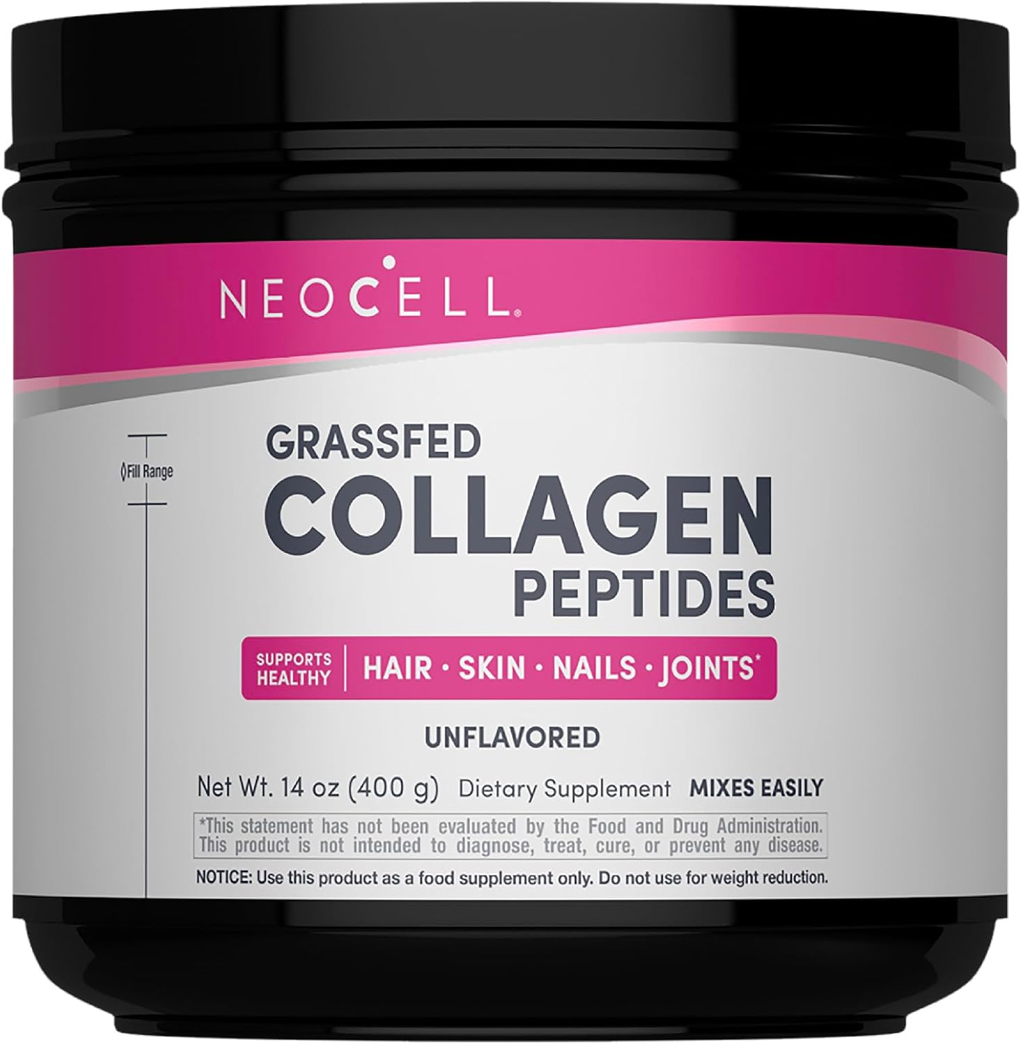 NeoCell Grassfed Collagen Peptides Powder | 7 oz | Unflavored | for Women and Men | Hair, Skin, & Nails