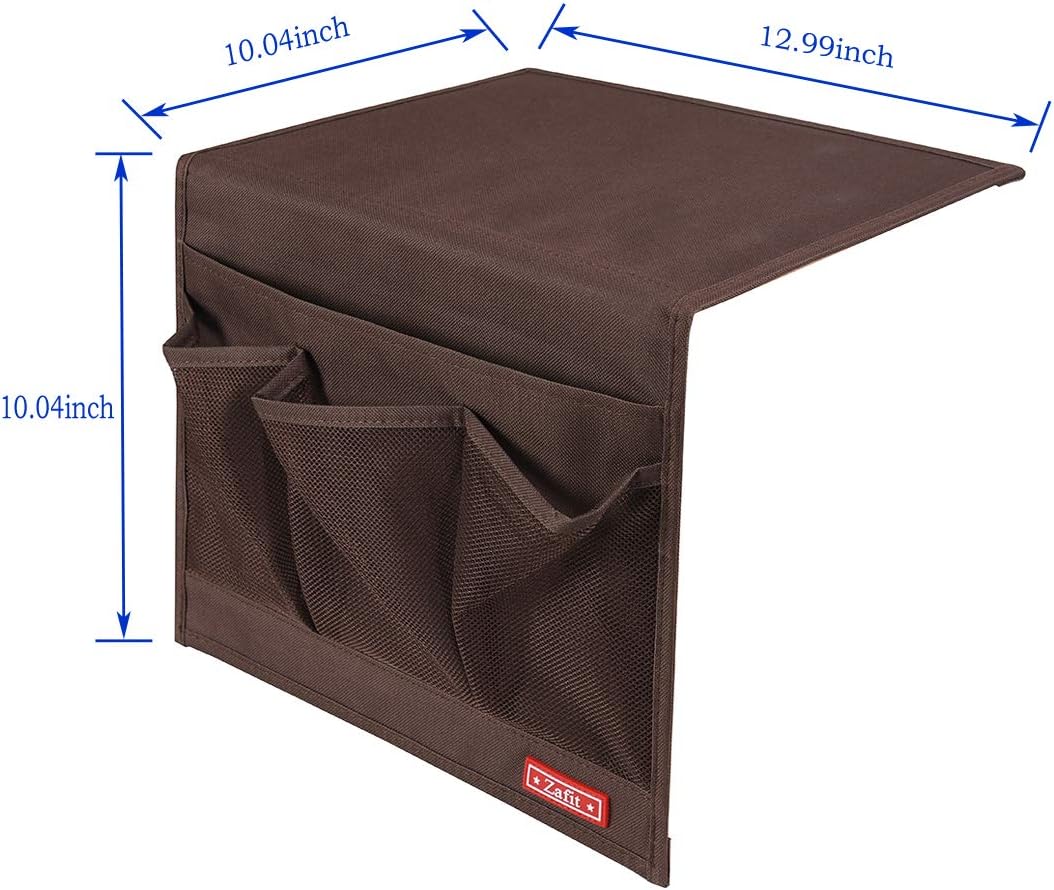 Zafit Bedside Storage Organizer, Table Cabinet Bedside Organizer Caddy for Remotes Phone Glasses (Classic 4 Pockets-Grey)