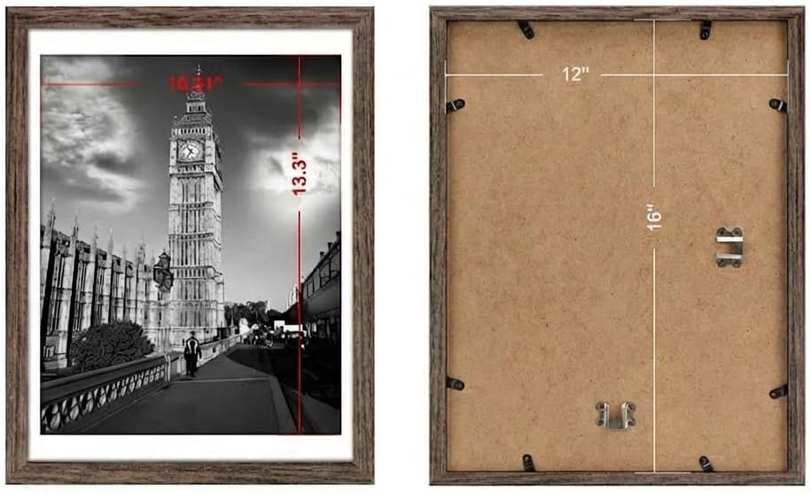 12x12 Picture Frame Matted to Fit Photos 8x8 or 12 x 12 Pictures Without Mat, 12 by 12 Square Solid Wood Black Picture Frames for Wall Mounting